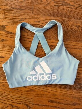 adidas Baby Blue Logo Racerback Sports Bra